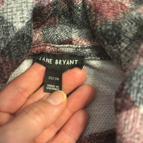 Lane Bryant Women Cowl Neck Pullover Sweater Top Size 22/24 Burgundy Plaid - Picture 5 of 6